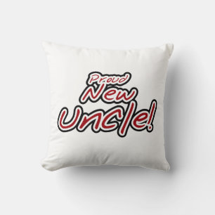 Proud New Uncle Red and Black Text Gifts Cushion