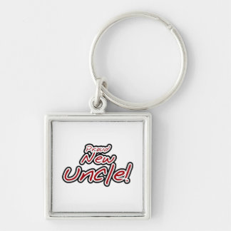 Proud New Uncle Red and Black Text Gifts Key Ring