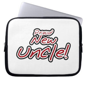 Proud New Uncle Red and Black Text Gifts Laptop Sleeve