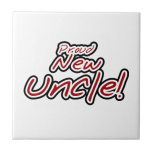 Proud New Uncle Red and Black Text Gifts Tile