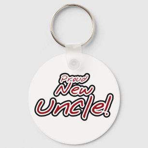 Proud New Uncle - Red and Black Text Key Ring
