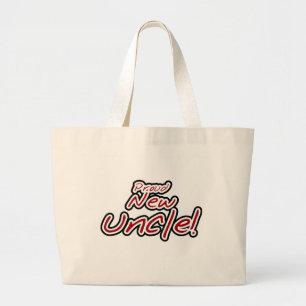 Proud New Uncle - Red and Black Text Large Tote Bag