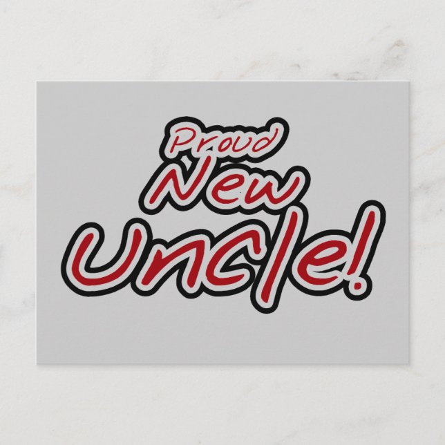 Proud New Uncle - Red and Black Text Postcard (Front)