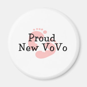 Proud New Vovo Baby Girl Footprints Magnet