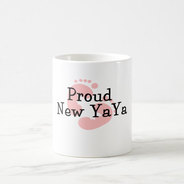Proud New Yaya Baby Girl Footprints Coffee Mug (Center)