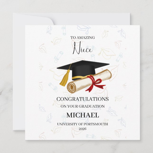 Proud Niece Graduation Personalised Card (Front)