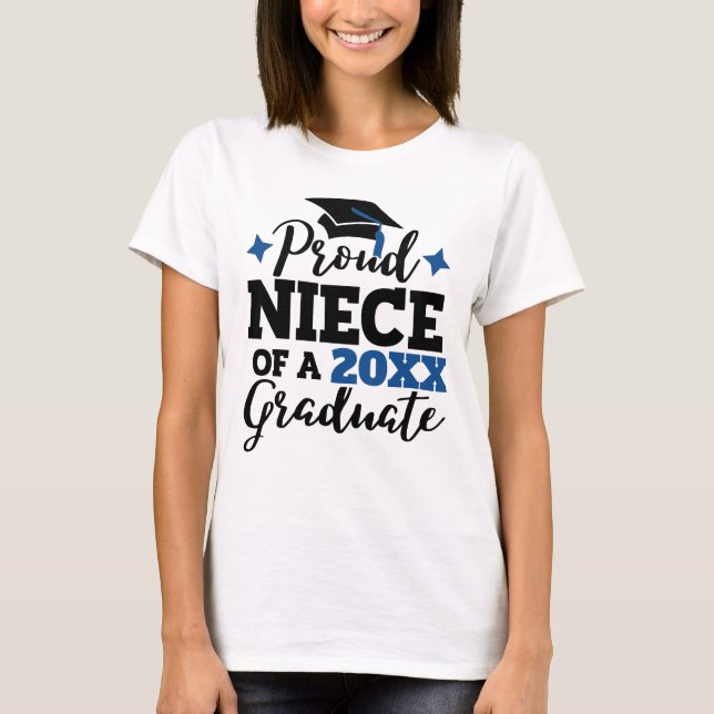 Proud Niece of a 2022 graduate black blue tassel T-Shirt (Front)