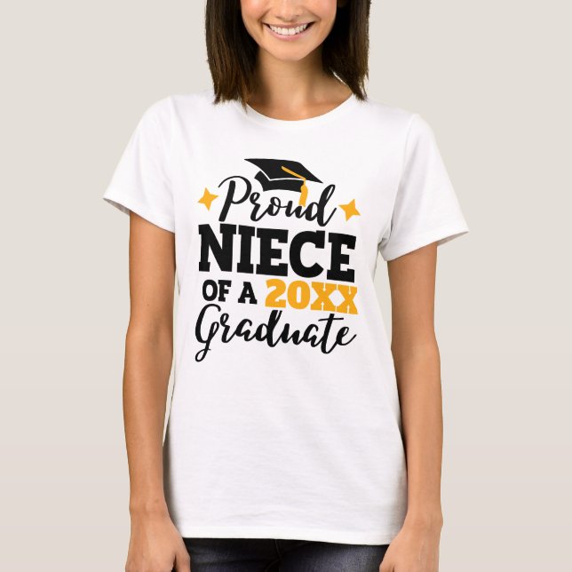 Proud Niece of a 2022 graduate black gold tassel T-Shirt (Front)