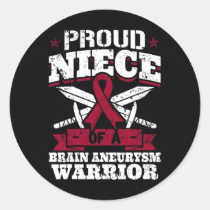 Proud Niece Of A Brain Aneurysm Warrior Awareness Classic Round Sticker