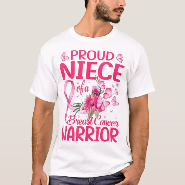 Proud Niece Of A Breast Cancer Warrior Aware T-Shirt (Front)