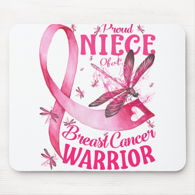 Proud Niece Of A Breast Cancer Warrior Awareness Mouse Mat (Front)