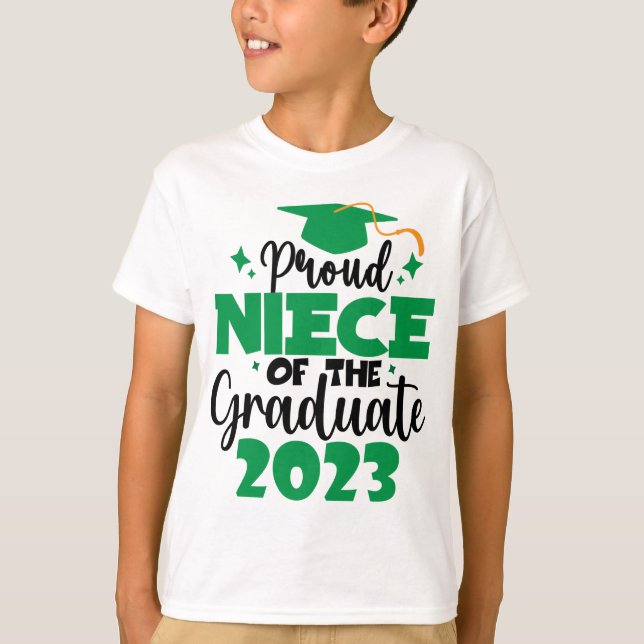 Proud NIECE of a Class of 2023 Graduate Fun Script T-Shirt (Front)