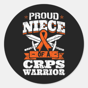 Proud Niece Of A Crps Warrior Rsd Awareness Ribbon Classic Round Sticker