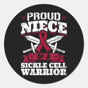 Proud Niece Of A Sickle Cell Warrior Scd Awareness Classic Round Sticker