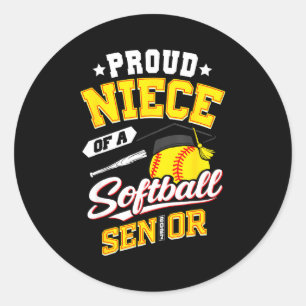 Proud niece of a softball senior class 2027 classic round sticker