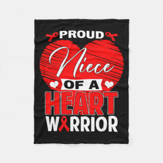 Proud Niece Of Heart Warrior Heart Disease Awarene Fleece Blanket
