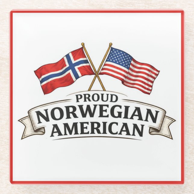Proud Norwegian American Glass Coaster (Front)