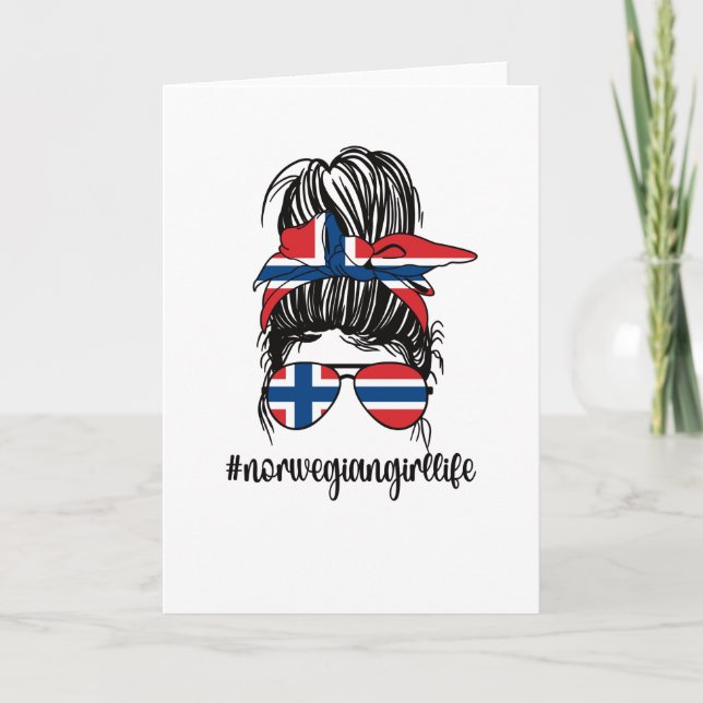 Proud Norwegian Girl Norway Flag Norwegian Roots Card (Front)