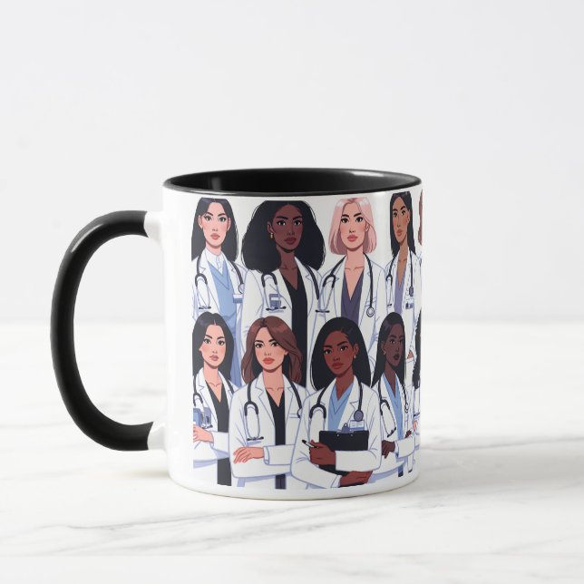 Proud Nurse Mama – Floral Baby Footprint Design Mug (Left)