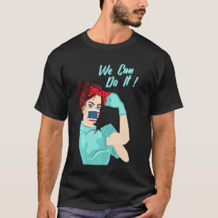 Proud Nurse We Can Do It Usa Flag Mask Medical Ros T-Shirt