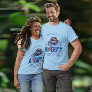 Proud Of America Stars Stripes Hat and Firecracker T-Shirt