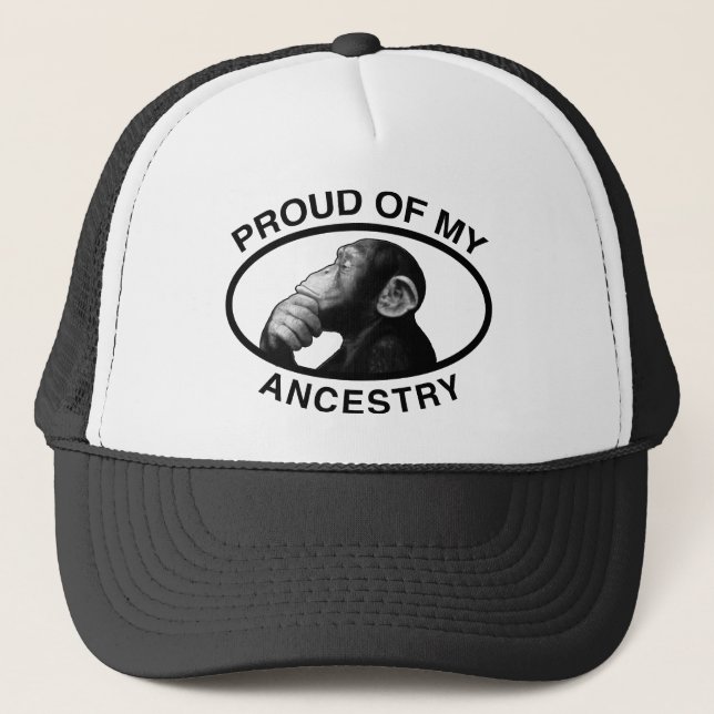 Proud Of My Ancestry Chimp Trucker Hat (Front)