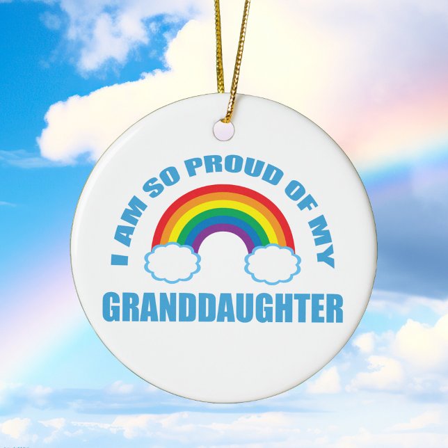 Proud of My Granddaughter Rainbow Christmas Ceramic Tree Decoration (Creator Uploaded)