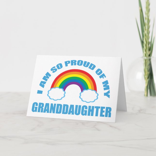 Proud of My Granddaughter Rainbow Grandparent Card (Front)