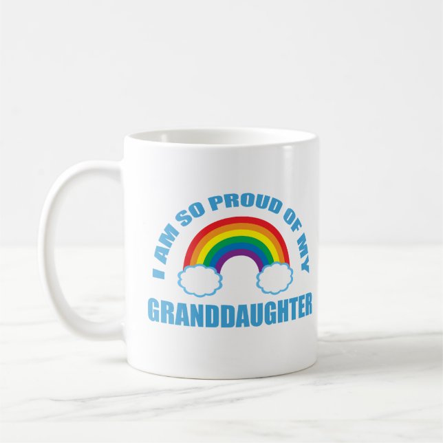Proud of My Granddaughter Rainbow Grandparent Coffee Mug (Left)