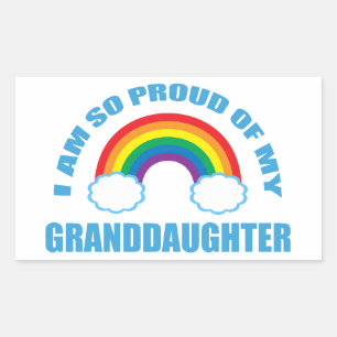 Proud of My Granddaughter Rainbow Grandparent Rectangular Sticker