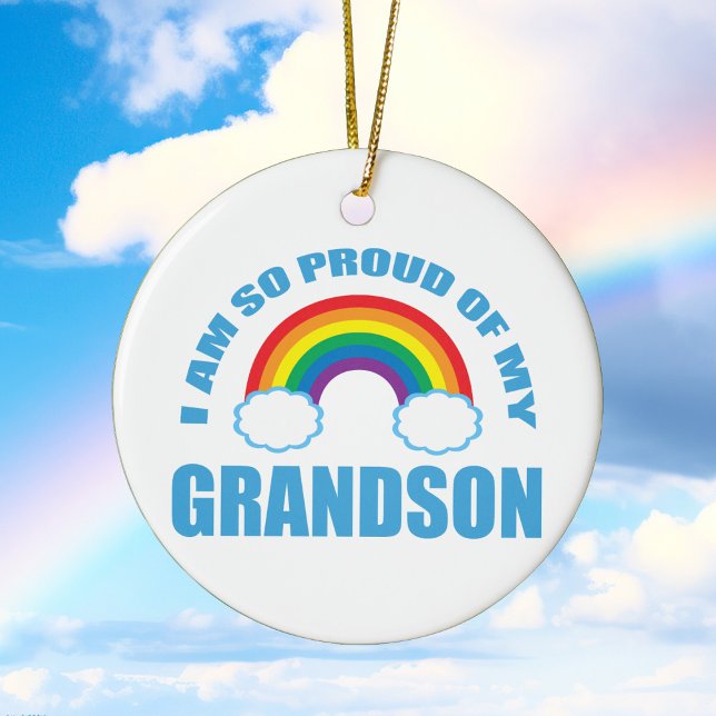 Proud of My Grandson Rainbow Christmas Ceramic Tree Decoration (Creator Uploaded)