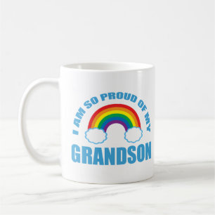 Proud of My Grandson Rainbow Grandparents Coffee Mug