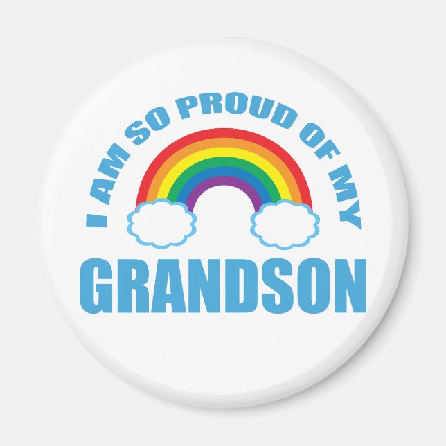 Proud of My Grandson Rainbow Grandparents Magnet (Front)
