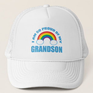 Proud of My Grandson Rainbow Grandparents Trucker Hat