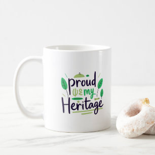 Proud of My Heritage Green Tribal Leaf Coffee Mug