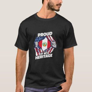 Proud of My Heritage - Patriotic Peruvian American T-Shirt