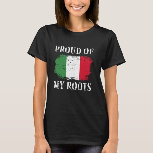 Proud Of My Italian Roots Italian Flag Italy T-Shirt (Front)