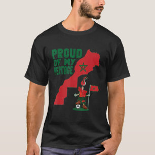 Proud Of My Moroccan Heritage Morocco Flag Map T-Shirt