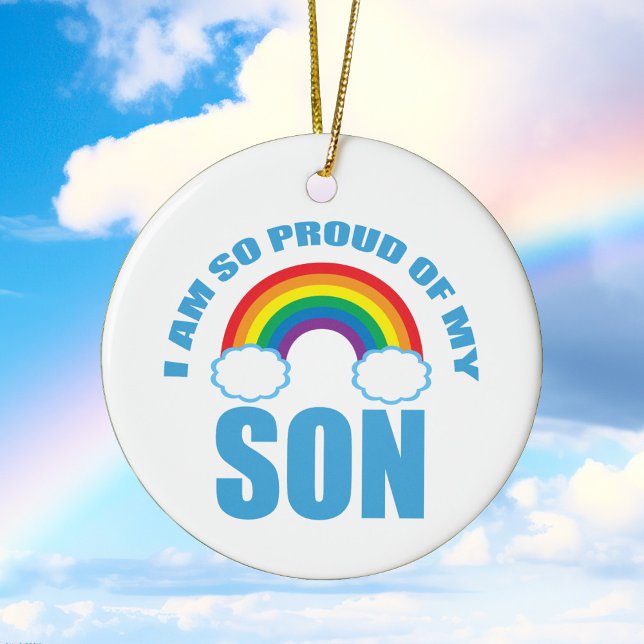 Proud of My Son Rainbow Gay Pride Christmas Ceramic Tree Decoration (Creator Uploaded)
