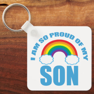 Proud of My Son Rainbow Gay Pride Parent Key Ring