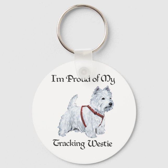Proud of My Tracking Westie Key Ring (Front)