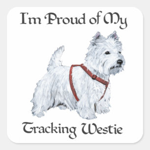 Proud of My Tracking Westie Square Sticker