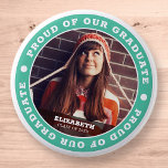Proud of our Graduate 20XX Graduation Photo 6 Cm Round Badge<br><div class="desc">This simple and classic design is composed of serif typography and add a custom photo.</div>