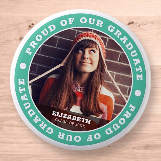 Proud of our Graduate 20XX Graduation Photo 6 Cm Round Badge (Creator Uploaded)