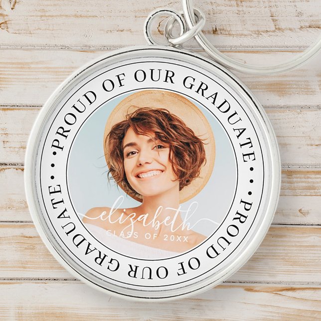 Proud of our Graduate 20XX Modern Graduation Photo Key Ring (Creator Uploaded)