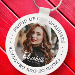 Proud of our Graduate 20XX Simple Graduation Photo Key Ring<br><div class="desc">This simple and classic design is composed of serif typography and add a custom photo.</div>