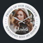 Proud of our Graduate 20XX Simple Graduation Photo Large Clock<br><div class="desc">This simple and classic design is composed of serif typography and add a custom photo.</div>