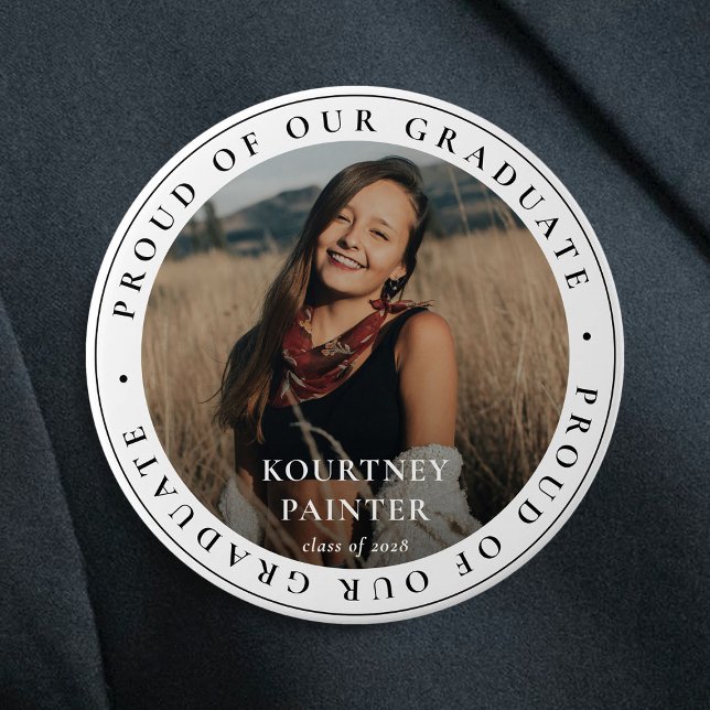 Proud of our Graduate Custom Photo Graduation 7.5 Cm Round Badge (Creator Uploaded)
