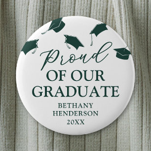 Proud of our Graduate Green Graduation 6 Cm Round Badge
