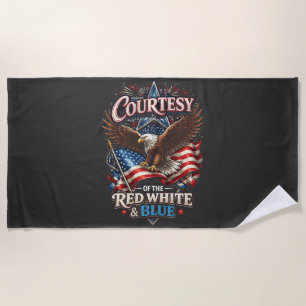 Proud of the Red White and Blue Vintage Beach Towel